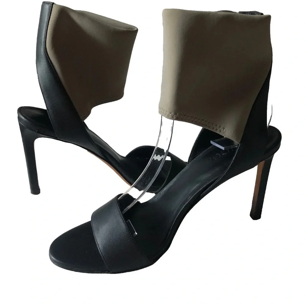 Vince Ankle Stretch Cuff Open Toe Stiletto Sandals Black Size 6 Sample Sale
